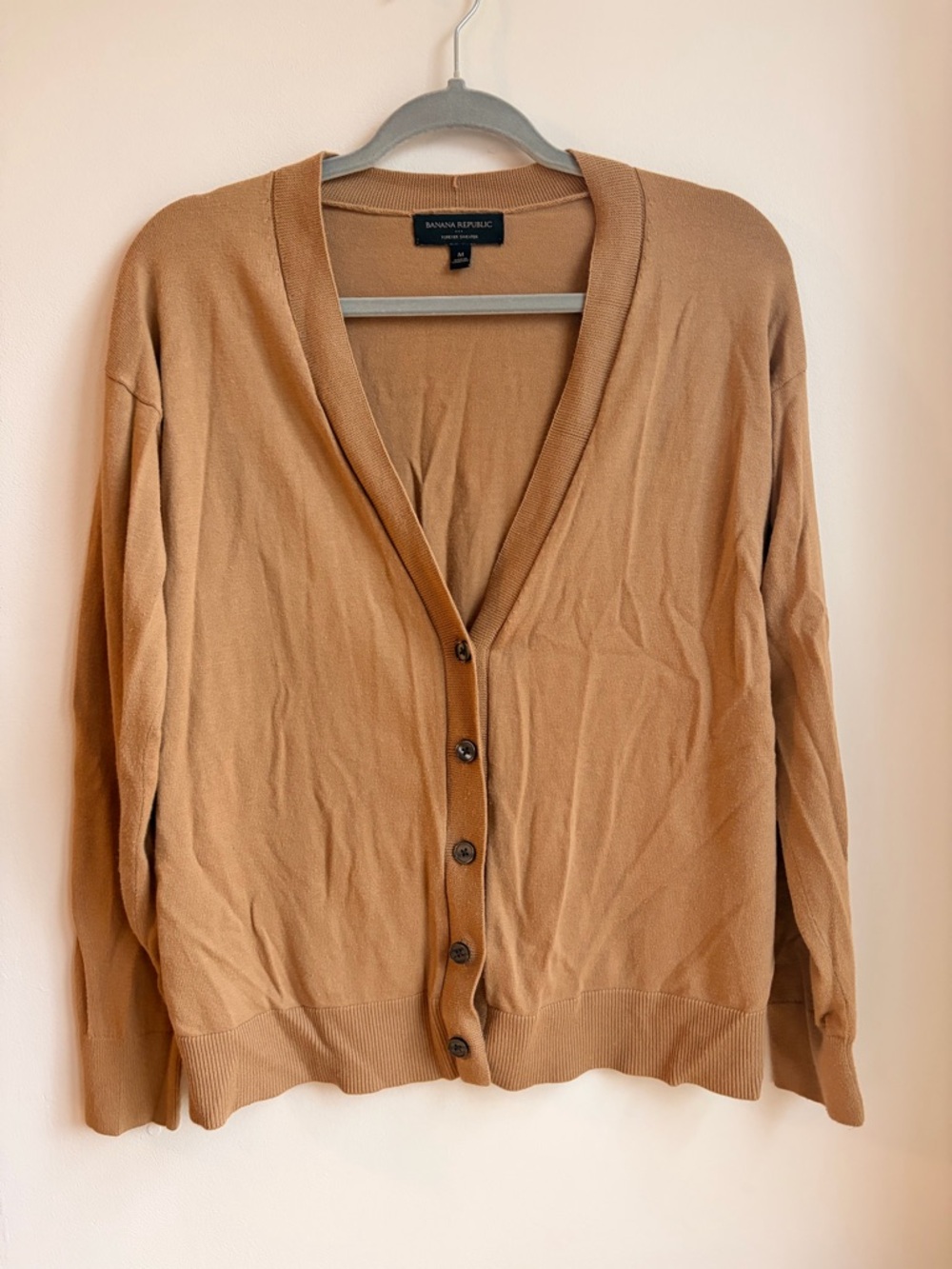 Banana Republic Camel V-Neck Button Cardigan